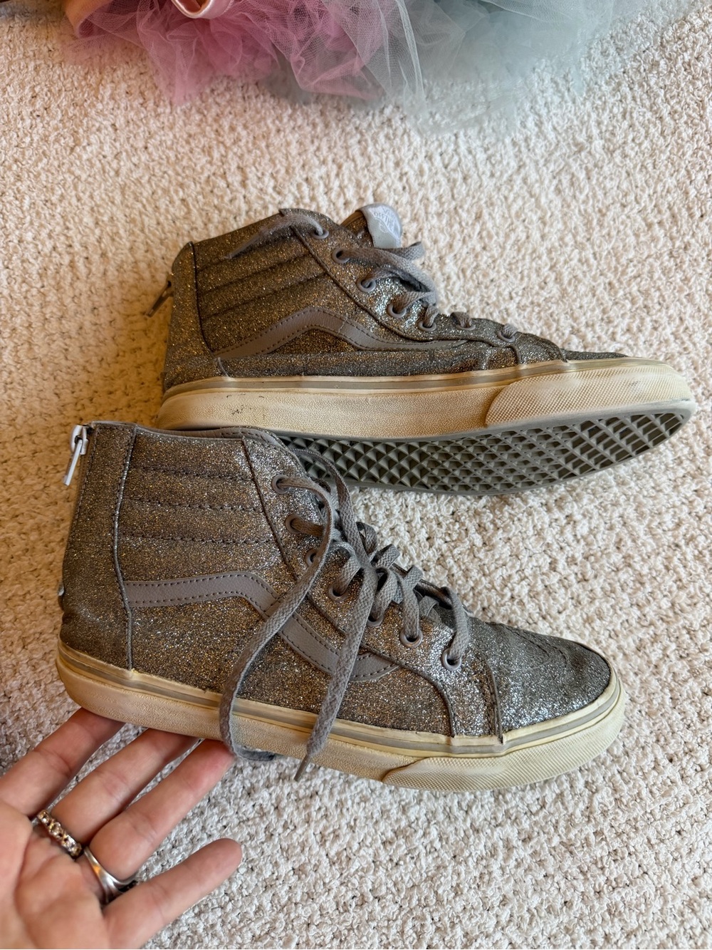 VANS Metallic Space Glitter High-Top Sneakers 6 kids